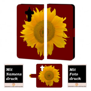Huawei Mate 9 Handy Tasche Hülle mit Bild Druck Sonnenblumen 