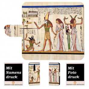 Nokia 5.1 Handyhülle Tasche mit Götter Ägyptens + Bilddruck Text