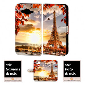 Samsung Galaxy J3 Pro Handyhülle Tasche mit Foto Druck Eiffelturm